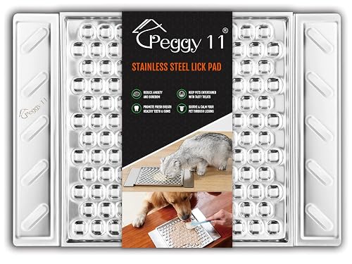 PEGGY11 Durable Stainless Steel Lick Pad for Cats & Dogs | Strong Suction Cups | Anxiety Relief & Slow Feeder | Dishwasher Safe - Single