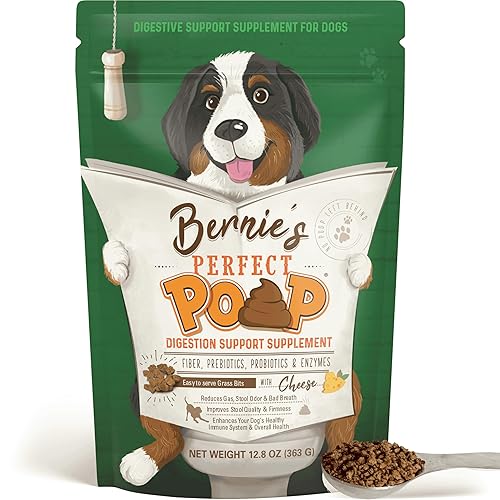 Perfect Poop Digestion & General Health Supplement for Dogs: Fiber, Prebiotics, Probiotics & Enzymes Relieve Digestive Conditions, Optimize Stool, and Improve Health (Cheddar Cheese, 12.8 oz)