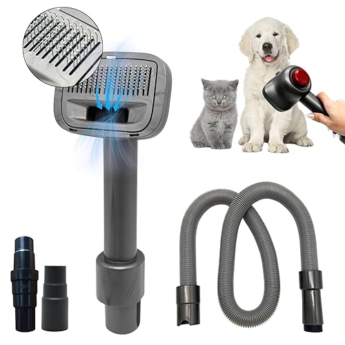 Pet Hair Grooming Brush Vacuum Attachment for Dogs, Cats with Vacuum Extension Hose up to 3.5M – Compatible with Miele, Shark Rocket HV322, HV301, HV371, Rotator NV501, Navigator NV350 Series & More