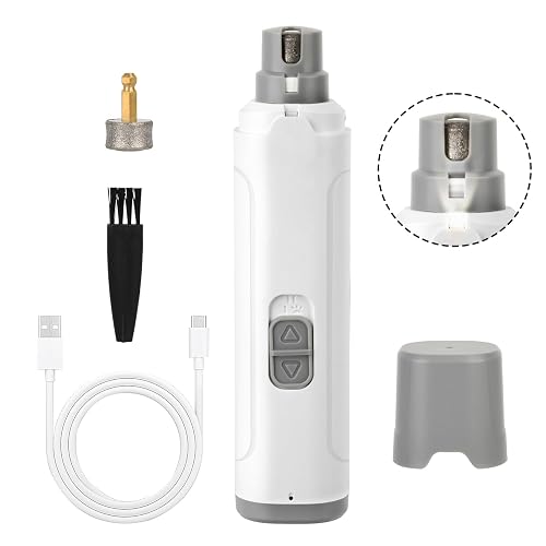 Pet Nail Grinder with LED Light, 2 Speeds & Diamond Bit Grinder - Quiet Electric Dog Nail Trimmer for Small to Large Dogs, Cats, Puppies - USB Rechargeable File for Painless Paw Care at Home