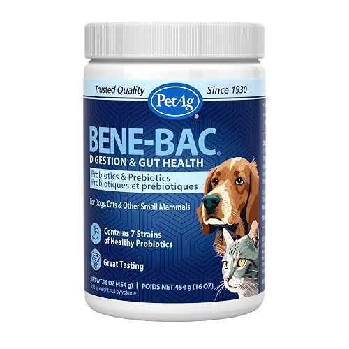 PetAg Bene-Bac - 1 lb Powder - Probiotics for Dogs, Cats, Exotic & Wildlife Mammals