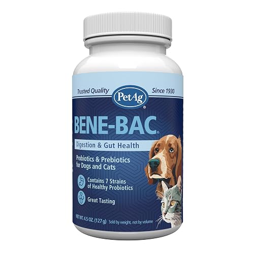 PetAg Bene-Bac - 4.5 oz Powder - Probiotics for Dogs, Cats, Exotic & Wildlife Mammals