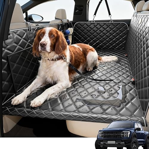 PetDance Truck Back Seat Extender for Dogs,ใHard Bottom But Soft Touchใ Dual Locked Edge Car Seat Cover for Backseat,ใ600LBใ 100% Waterproof Anti-Scratch for Full Size SUV/Truck/MPV - (XL,Black)