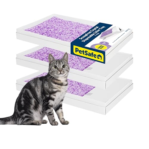 PetSafe ScoopFree Crystal Litter Tray Refills – Lavender Crystals, 3-Pack – Disposable Tray – Includes Leak Protection & Low Tracking Litter – Absorbs Odors on Contact