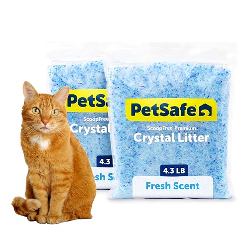 PetSafe ScoopFree Premium Crystal Cat Litter - Outperforms Clay Litter - Less Tracking, Dust for A Fresh Home - Non-Clumping - Two 4.3 lb Bags of Litter (8.6 lb Total) - Original Blue
