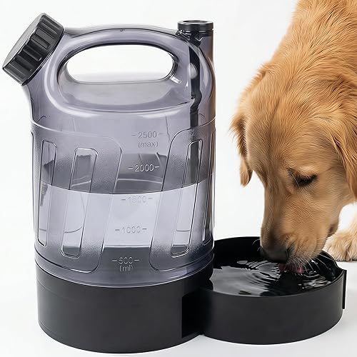 Portable Dog Travel Water Bottle 84 oz, Dog Camping Hiking Walking Beach Park Outdoor Essentials, Large Dog Water Bottle Bowl Dispenser, Leak Proof Pet Water Bottle for Dogs,