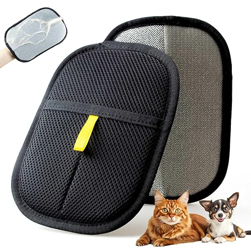 POUPUA Thickened Pet Hair Removal Glove - Electrostatic Cat Dog Hair Remover Glove, Reusable Magic Brush Pet Hair Remover Tool for Couch, Carpet, and Car Seat (Black,1 Pack)