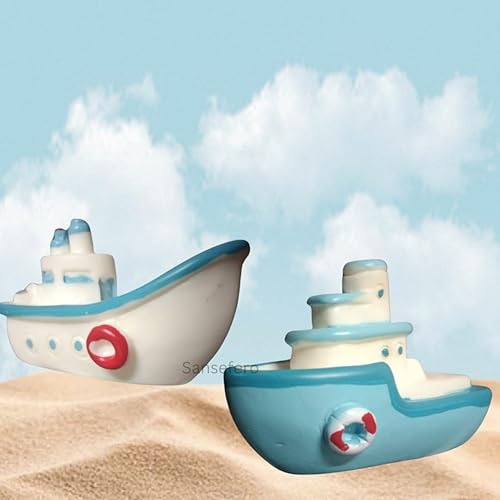 Premier Plants Aquarium Decor Thematic Ornaments Miniature Boat Decorations Toy for Aquarium Decoration Minature Decoravtive Ornament for Aquarium, Car Dashboard, Kids Room,( Fishing Boat ) Pack of 2