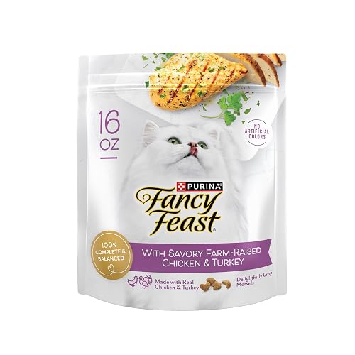 Purina Fancy Feast Dry Cat Food with Savory Farm-Raised Chicken and Turkey - (Pack of 4) 16 oz. Bags
