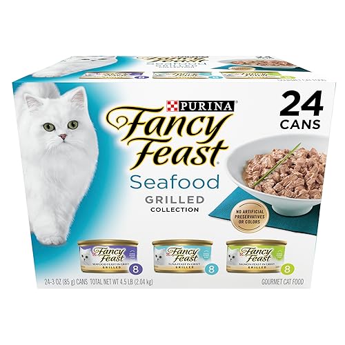 Purina Fancy Feast Grilled Wet Cat Food Seafood Collection in Wet Cat Food Variety Pack - (Pack of 24) 3 oz. Cans