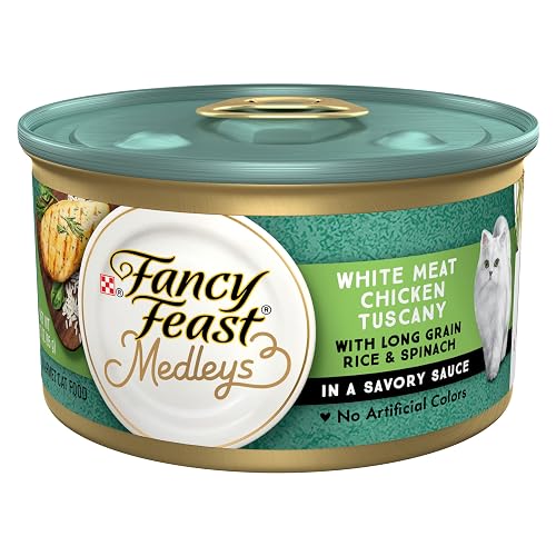 Purina Fancy Feast Wet Cat Food, Medleys White Meat Chicken Tuscany With Long Grain Rice & Greens - (Pack of 24) 3 oz. Cans