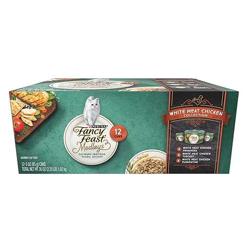 Purina Fancy Feast Wet Cat Food Variety Pack, Medleys White Meat Chicken in Sauce Collection - (Pack of 12) 3 oz. Cans