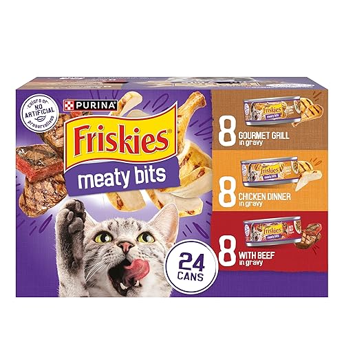 Purina Friskies Gravy Wet Cat Food Variety Pack, Meaty Bits - (Pack of 24) 5.5 oz. Cans