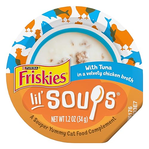 Purina Friskies Natural, Grain Free Lickable Cat Treats Lil’ Soups With Tuna in Chicken Broth - (Pack of 8) 1.2 oz. Cups
