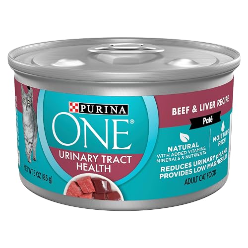 Purina ONE Urinary Tract Health, Natural Pate Wet Cat Food, Urinary Tract Health Beef & Liver Recipe - (Pack of 24) 3 oz. Pull-Top Cans