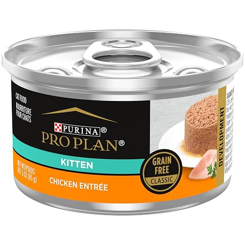 Purina Pro Plan Grain Free Pate Wet Kitten Food, Chicken Entree - (Pack of 24) 3 oz. Pull-Top Cans