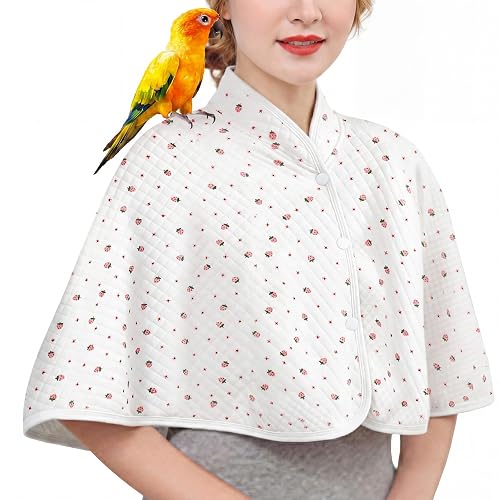 QBLEEV Parrot Anti-Scratch Shoulder Protector, Bird Diaper Poop Cover Pad for Parakeets Cockatiels Conures, Cotton Shawl Cape for Birds to Stand on Shoulders, Pet Arm Guard for Lovebirds Finches