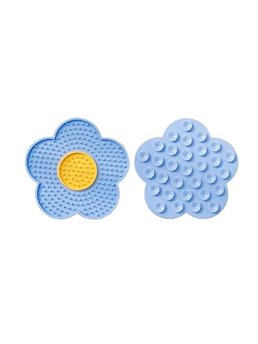 QWINEE Lick Mat for Dogs Cats Flower Shaped Pet Slow Feeder Dog Cat Puppy Bowl Lick Pad for Dog Fun Alternative to Slow Down Eat for Small Medium Large Dogs Blue one-Size
