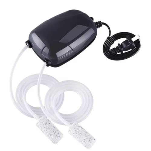 Rizopets Super Silent Fish Tank Oxygen Pump With 2 Air Stones & Silicone Pipe, Quiet Aquarium Bubbler Aerator (Double Outlet) ,4.2 L/Min