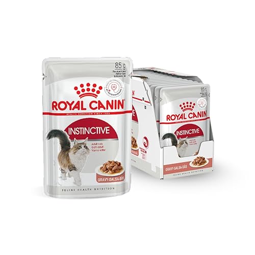 Royal Canin Instinctive Adult Cat Food, 85 Grams, Pack of 12 Sachet, Wet Food, Supports Active Behavior, Urinary Tract Health & Renal Health, Instinctively Preferred