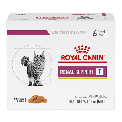 Royal Canin Veterinary Diet Feline Renal Support T Adult Thin Slices in Gravy Cat Food, 3 oz (Pack of 6)
