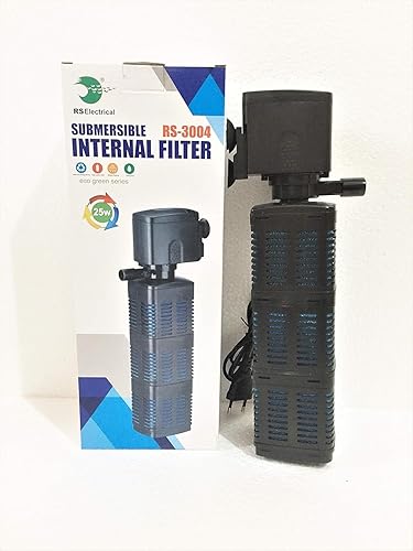 RS Electrical RS-3004 Submersible Internal Aquarium Filter โ 1750 L/h, 25W โ Mechanical + Bio Sponge Filtration for Fresh & Saltwater Aquariums (Up to 200 L)