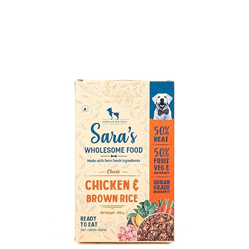 Sara's Wholesome by HUFT Classic Chicken & Brown Rice Dog Food β 100 gm | Wet Dog Food for All Breeds & Life Stages | No Artificial Flavours or Preservatives