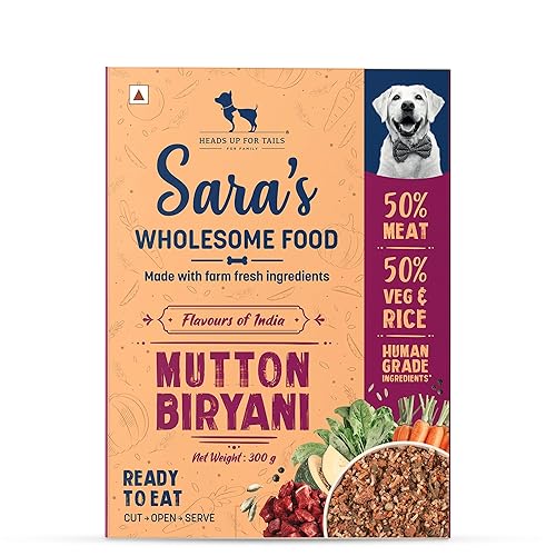 Saraβs Wholesome by HUFT Flavours of India Mutton Biryani Wet Dog Food β 300 gm (Pack of 3) | Value Pack | Real Mutton Recipe | Complete & Balanced Nutrition for Dogs of All Breeds