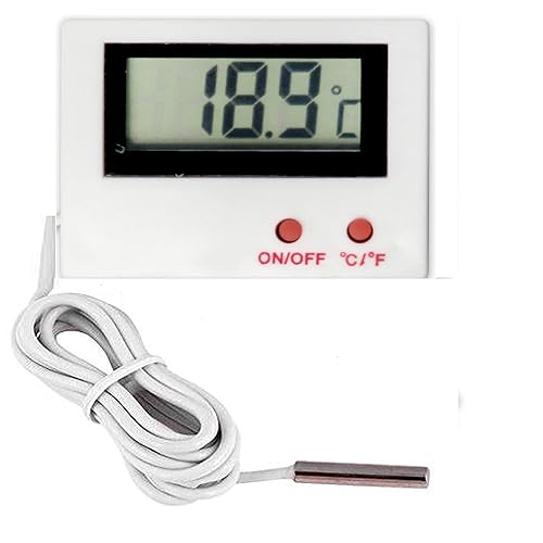 SKADIOO Plastic Temperature Meter With On/Off Button | Aquarium Thermometer for Fish Tank | Digital Sensor Wired (T-500 Room Temperature Meter)