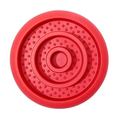 Slow Feeder Lick Mat for Dogs - Keep Them Busy - Natural Rubber Dog Frozen Treat Toys - Durable Interactive Enrichment Toys - Licking Dish for Dog De-Stressing, Red