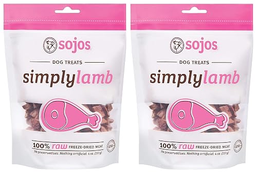 Sojos Simply Lamb Raw Freeze Dried Grain-Free Dog Treats, 4-Ounce each (Pack of 2)