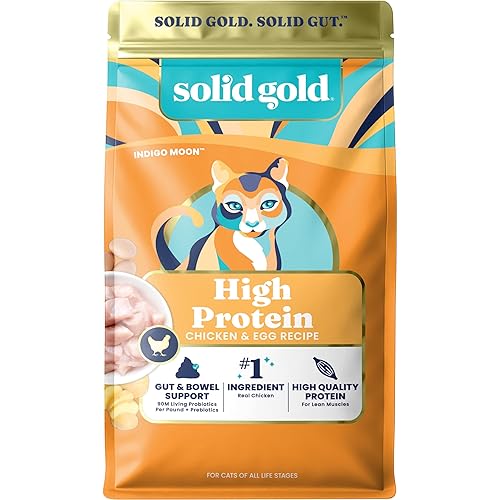 Solid Gold High Protein Dry Cat Food - Grain Free & Gluten Free Chicken Cat Dry Food w/Probiotics for Gut Health & Digestion - High Fiber & Omega 3 - Low Carb Superfood Kibble for Cats All Ages -12LB