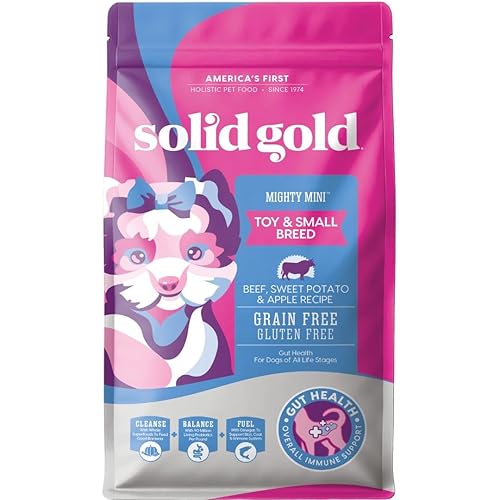 Solid Gold Toy & Small Breed Dry Dog Food Small Bites – Real Beef, Grain Free, Gluten Free, High Fiber Kibble with Probiotics for Gut Health & Digestion Support – Healthy Dog Food All Ages – 11LB