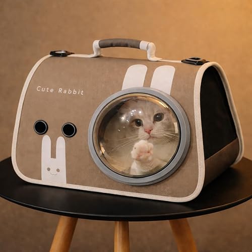Space Capsule Pet Carrier Backpack for Cats & Small Dogs, Grey/Green, 42x28x32cm, Travel Bag with Bubble Window, Ventilated Design, 1.3kg, Max 6kg Capacity (Bunny Ears Grey)