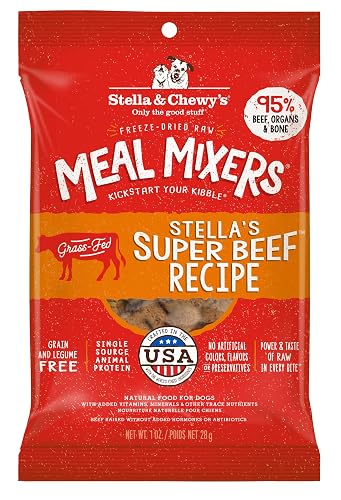 Stella & Chewy's Freeze-Dried Raw Beef Meal Mixers- Dog Food Topper and Mixer - Made with 95% Grass-Fed Beef, Organs & Bone - Perfect for Picky Eaters - Grain-Free - 1 oz