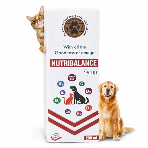 Syrup for Dogs & Cats โ Omega 3, 6 & 9 with Vitamins & Minerals Supplement, Improves Skin & Hair Health | Nutritional Supplement | Tonic for Pets 200 ml
