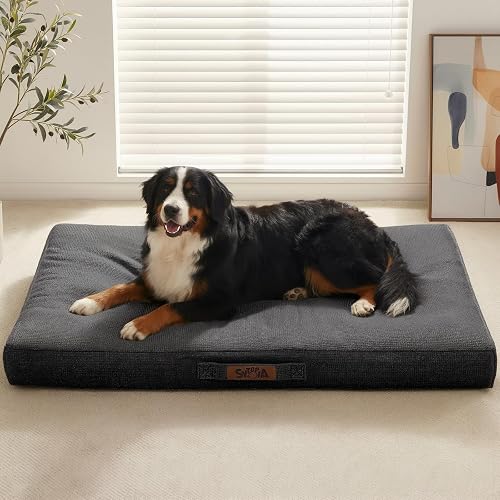 Sytopia 50" XXL Indestructible Dog Bed, Orthopedic Waterproof Chew Proof Dog Bed, Chew-Resistant Dog Crate Pad, 130 lbs Capacity for Giant and Extra Large Dogs, Indoor & Outdoor Use, Black