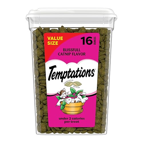Temptations Cat Treats, Classic Crunchy and Soft Cat Treats, Blissful Catnip Flavor, Catnip Treats, 16 oz. Tub