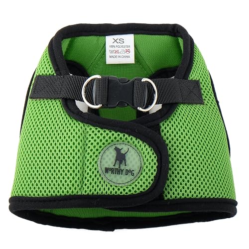 THE WORTHY DOG Step-in Dog Harness for Small Dogs, Comfortable Mesh, Reflective, Strong Hook and Loop Closure, Quick Release Buckle, Lime Green, X-Small