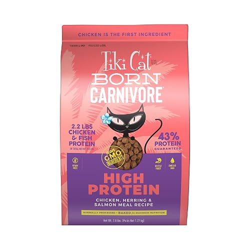 Tiki Cat Born Carnivore High Protein Dry Cat Food, Chicken, Herring & Salmon Meal, 2.8 lbs. Bag