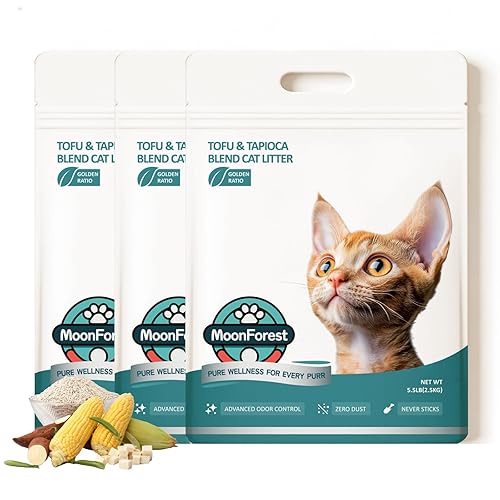 Tofu Cat Litter, Clumping, Low Dust, Natural Odor Control (5.5lb×3bags)