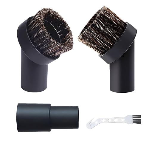 Vacuum Brush Attachment,25/35mm Horse Hair Brush with 1-1/4 to 1-3/8 Inch Hose Adapter for 1.25 Inch Vacuum Cleaner,Vacuum Attachment Soft Bristle Replacement