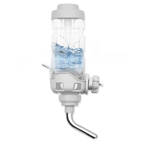 Vannon Dog Water Dispenser for Cage, 20oz Auto Feeding Crate Water Bottle for Dogs, Cats & Rabbits, Pet Nozzle Diameter: 12mm, BPA Free, Grey