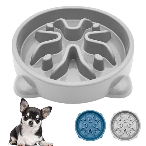 VANNON Slow Feeder Dog Bowls Non Slip Puppy Bowl Durable Dog Puzzle Feeder Bloat Stop Food Bowls for Puppy and Small Dogs, BPA Free, 1 Cup, Grey