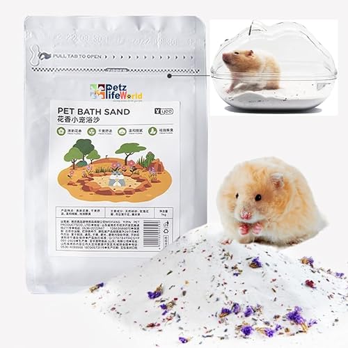 VAYINATO® 1Kg Dust-Free Hamster Bath Sand Natural Flower Scented Bathing Sand for Guinea Pig, Hamster and Other Small Animals by Pezlifeworld