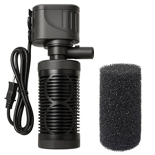 Venus Aqua 6001F 4 in 1 High Power Oxygen Filter System Submersible Aquarium Filter, 15W 880 LPH Internal Power Filtration with Extra Sponge, Quiet Operation for 60-120L Fish Tanks