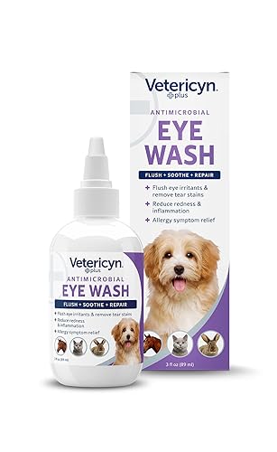 Vetericyn Plus Dog and Cat Eye Wash | Eye Drops for Dogs and Cats to Flush and Soothe Eye Irritations, Dog Tear Stain Cleaner, Safe for All Animals. 3 Ounces