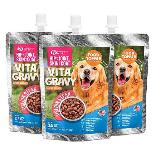 VitaGravy Dog Food Topper for Dry Dog Food Wet Dog Food in Real Sirloin Steak Delicious Flavour. Dogs Love Rich Gravy Texture than Bone Broth for Dogs. Farmers Dog Food toppers, Pet Food, 3.5oz, 3Pk
