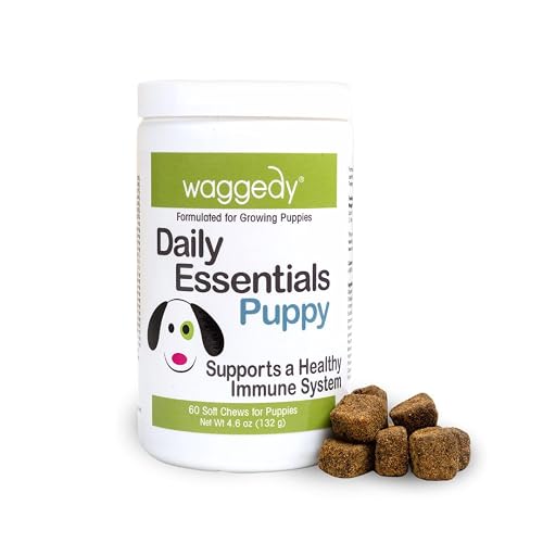 waggedy Daily Essentials Puppy – Full-Spectrum Functional Treats, Small or Large Breed Puppy Supplements – Dog Supplements & Vitamins – Dog Essentials for Puppies (60 Chews)