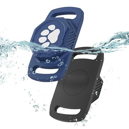 Waterproof Dog Collar Holder for AirTag (Gen 1 & 2), 2 Pack Silicone Full Body Covered Collar Case, Anti-Lost & Lightweight Tracker Holder Compatible with Apple Airtag, Fits All Width Cat Dog Collars